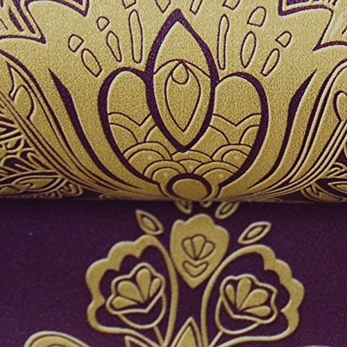 Simplelife4U Luxury Purple Damask Removable Pvc Shelf Drawer Liner Home Decor 17X118 Inch #TOP5