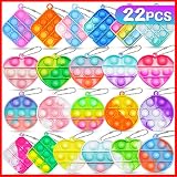 22Pcs Pop Fidget Toys Its Party Favors Toddler Toys Mini Pop Keychain Fidget Sensory Toys,3 Shape Po
