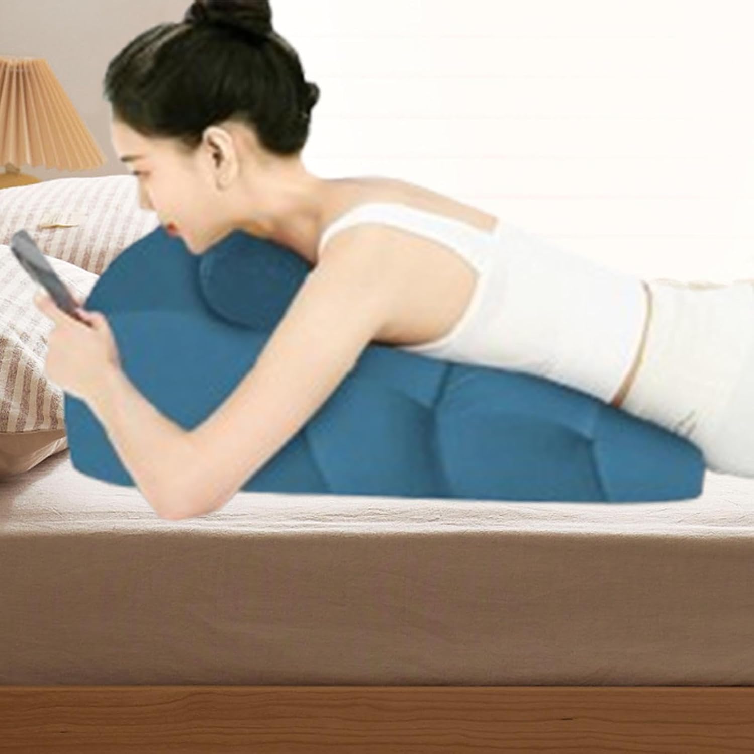 Face Down Pillow, Prone Pillow, Comfortable Leg Back Pillow, Sleeping Pillow, Blue