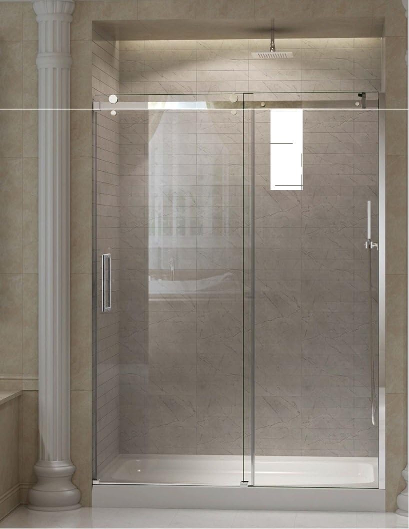 Clear Glass Shower Door 56" to 60" (Brushed Nickel)