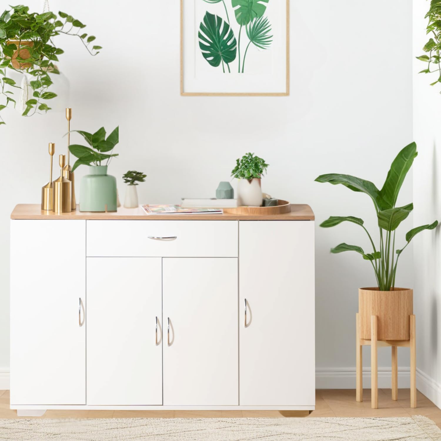Aparador de cocina premium FurnitureR mueble buffet elegante con puertas de diseño minimalista