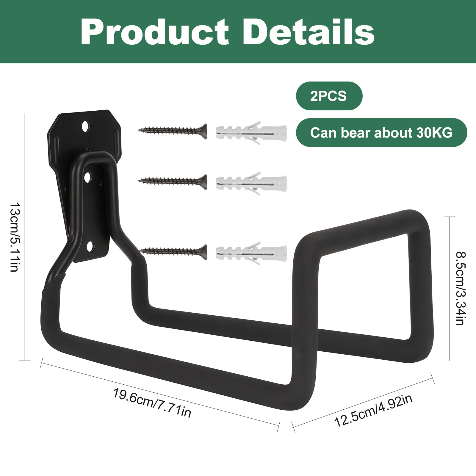2 Paquetes de Soporte Manguera Jardin, Portamangueras Pared para Organizar y Almacenar, Wall Hose Holder, Fácil de Instalar y Ahorrar Espacio Soporte para Manguera de Jardin (Negro)