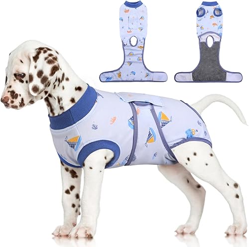 FUAMEY Traje de recuperación para perros después de la cirugía, suave y transpirable para perro, traje quirúrgico alternativo con cuello electrónico