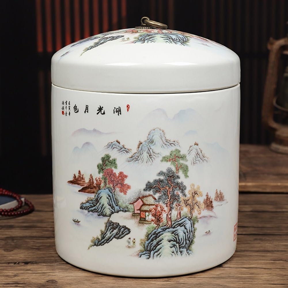 SXYHCK Ceramic Food Storage Jar, Rice Storage Containe, Sealed Home Grain Storage Ceramic Container, Grain Rice Dispenser For Flour Sugar Cereal(Style H)