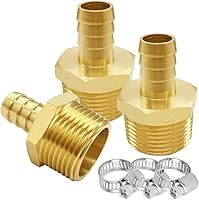 Vista 8 de 6 accesorios de púas de manguera de latón de 1/2 pulgada NPT macho a 1/2 pulgadas, conector adaptador de púas incluye 6 abrazaderas de acero