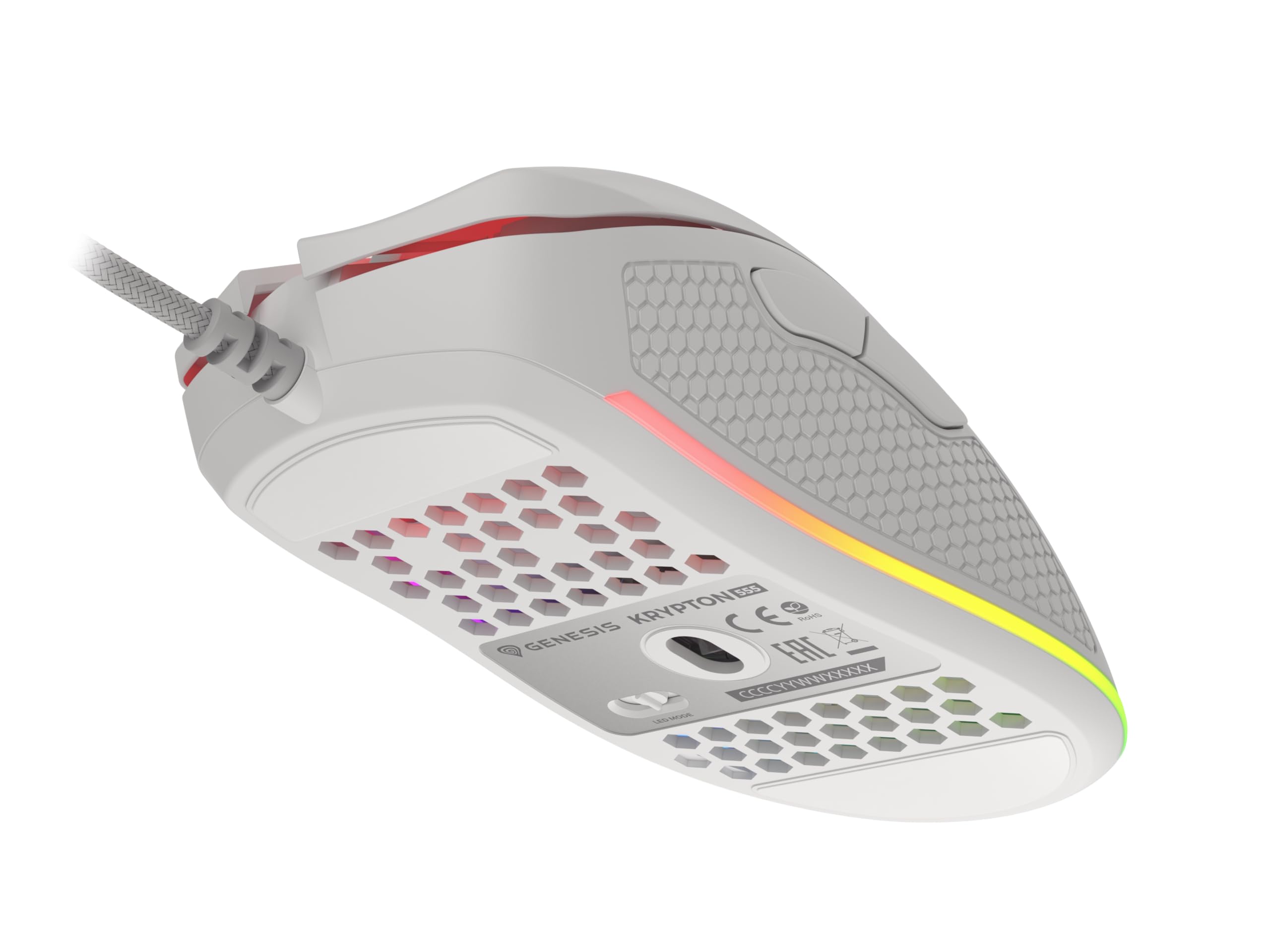 Genesis Raton Gaming Krypton 555 RGB 8000DPI Bianco