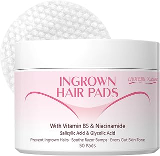 Ingrown Hair Treatment Pads Aftershave: Prevent Ingrown Hairs with BHA + AHA Soothe Razor Bumps for Bikini Area After Shave & Waxing Treatment - 50 Pads