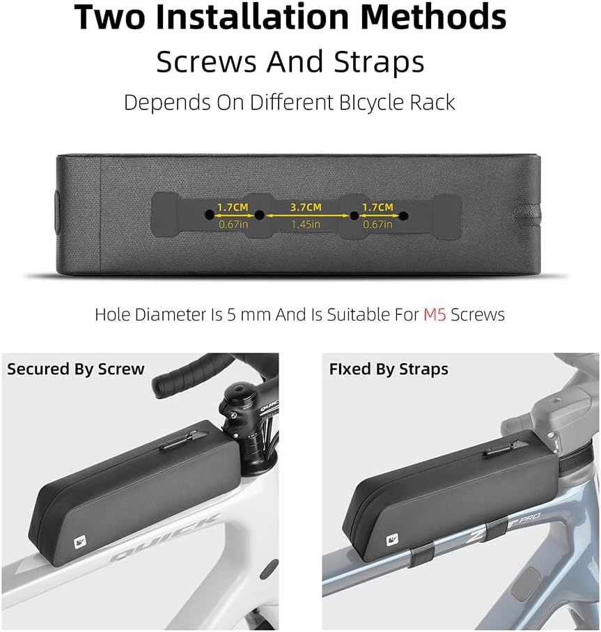 Rhinowalk Waterproof Bicycle Top Tube Bag Bike Front Frame Pack Lightweight Bolt-On Screw Cycling Upper Pipe TPU Pouch for Mountain Road Bike Fixed Gear Bike