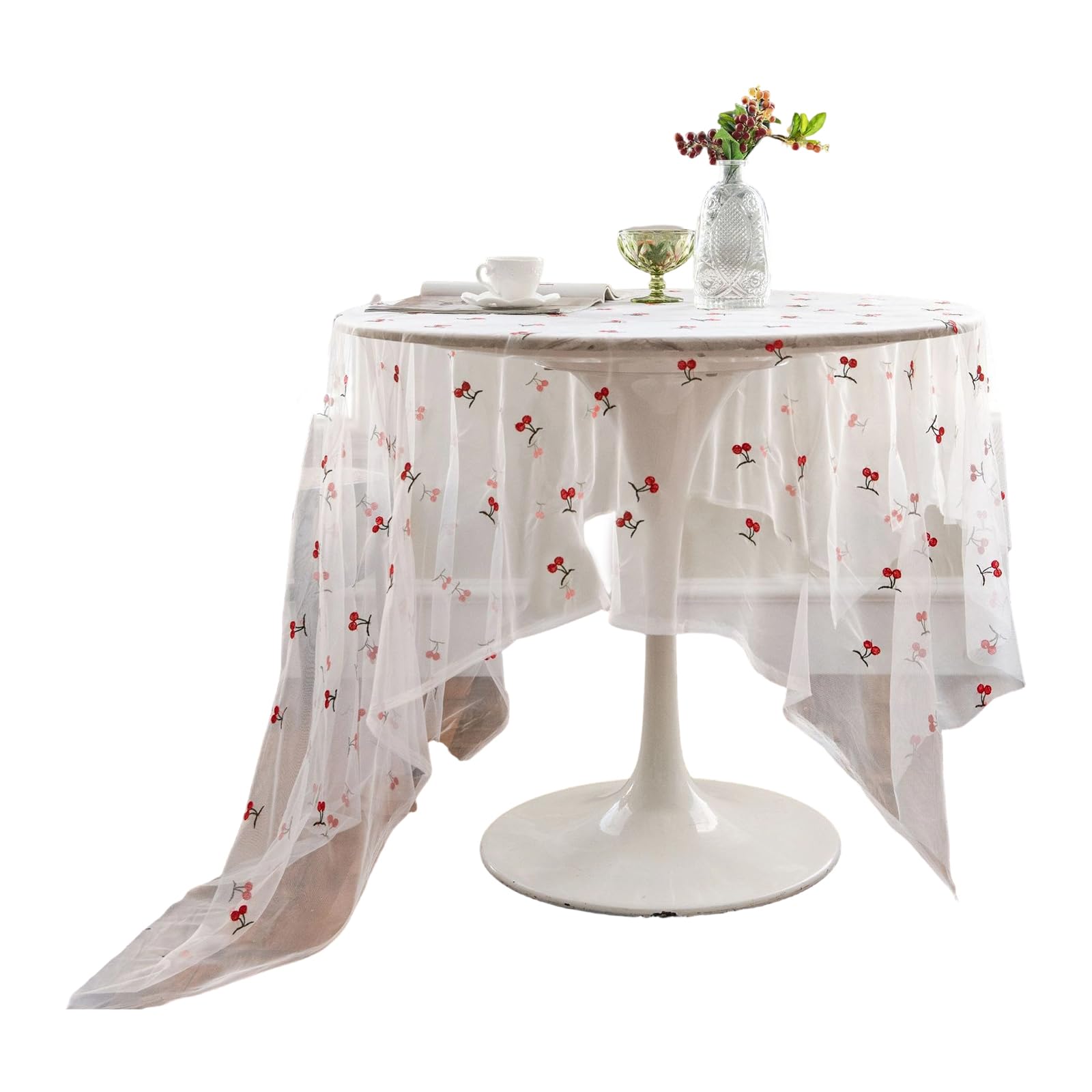 Tsophreniq Lace Embroidery Tablecloth Spill Home Use Any Season Sturdy Practical Dining Table Cover