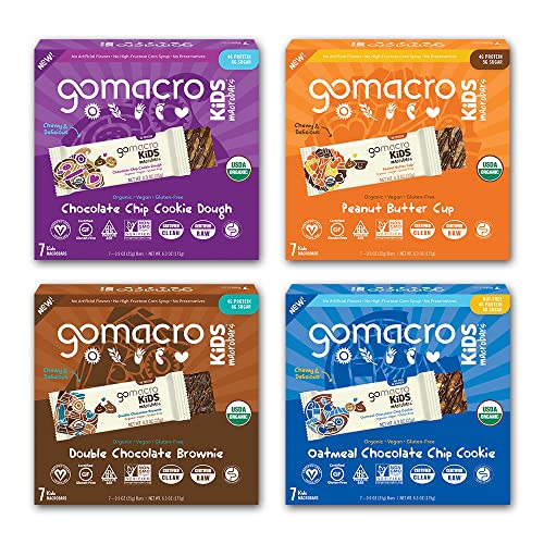 Gomacro Kids Macrobar – 4 Flavor Assortment - (0.90 Ounce Bars, 28 Count) #TOP12