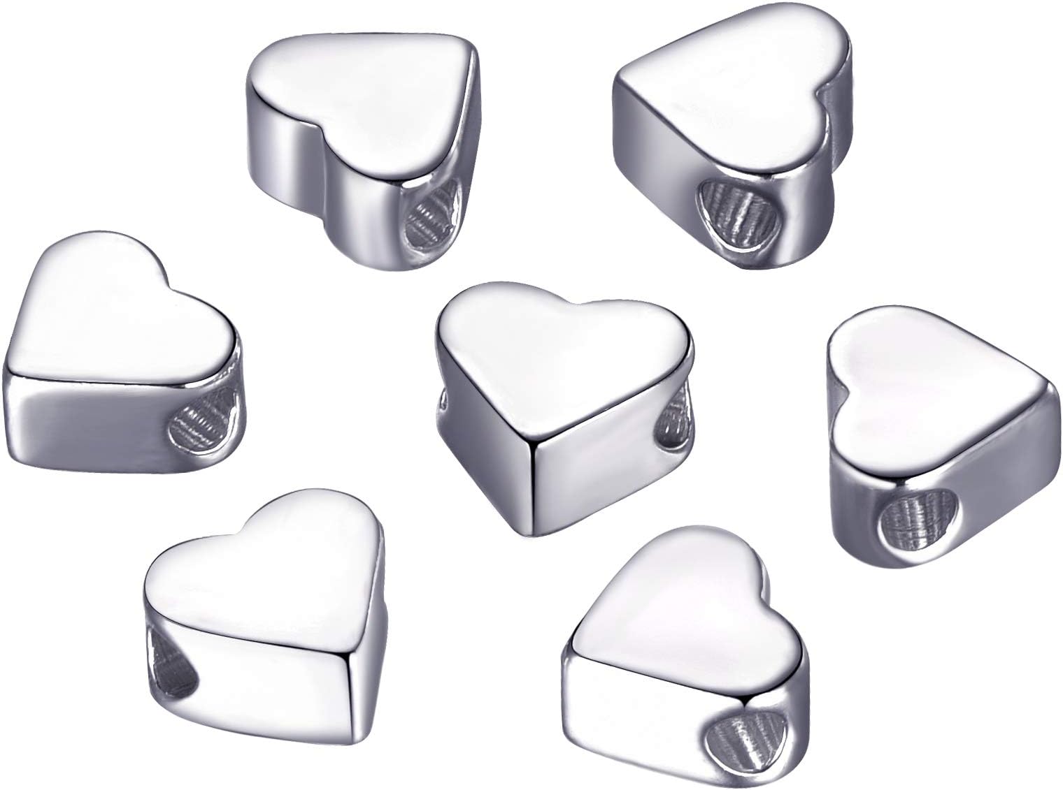 30PCS Silver/gold Heart European Small Hole Spacer Beads Fits Diy Handmade Charms Bracelets Accessories