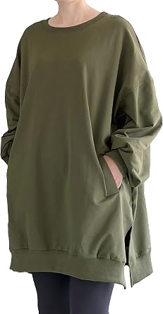 Minibee Womens Oversized Sweatshirt Crewneck Long Sleeve Tunic Shirts Plus Size Pullover Tops Fall Outfits