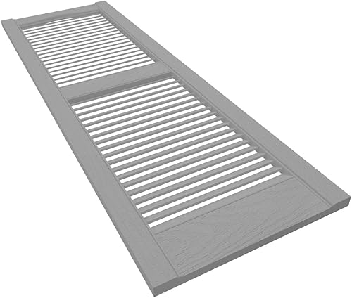 Miniatura 70 de Builders Edge 12 pulgadas de ancho x 48 pulgadas de alto, montante central superior de catedral estándar, persianas con listones abiertos, incluye