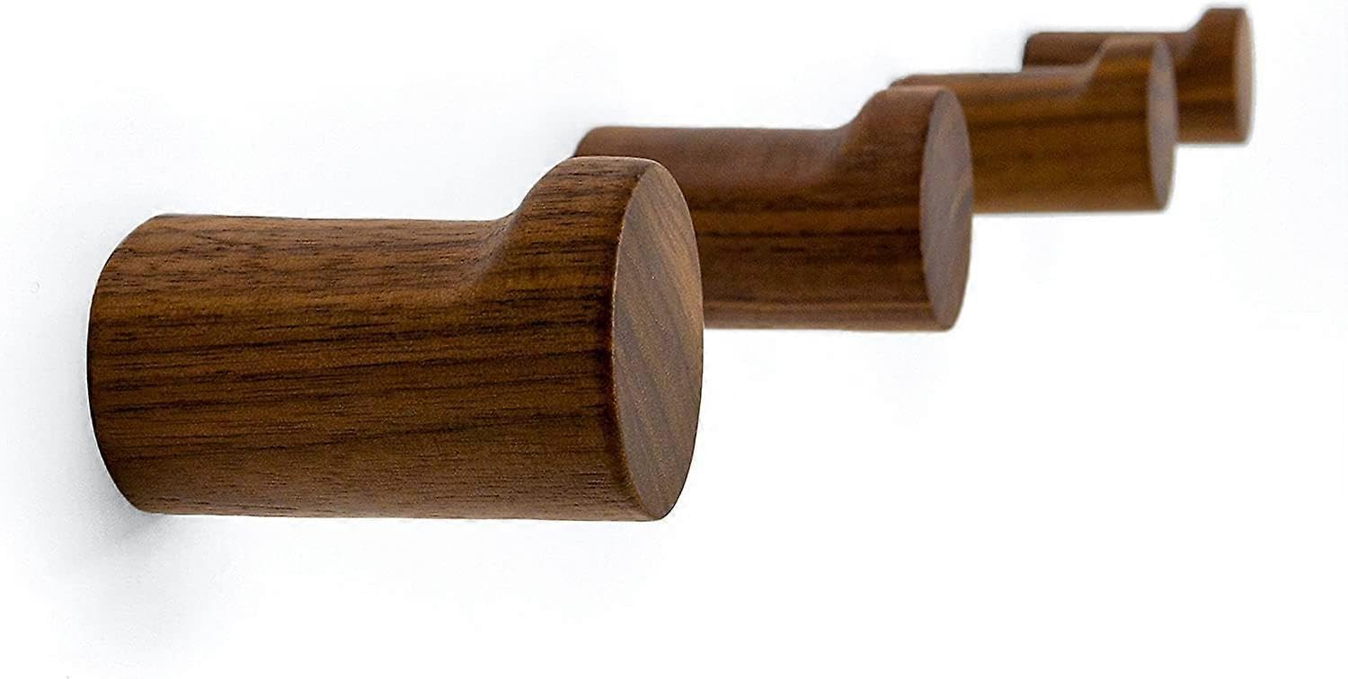 JOYHAPPST Natural Wooden Wall Hooks - Pack of 4 - Wall Mounted Modern Wood Coat Rack - Handmade Minimalist Home Decor Wooden Pegs for Hanging Hat, Towel, Or Pur