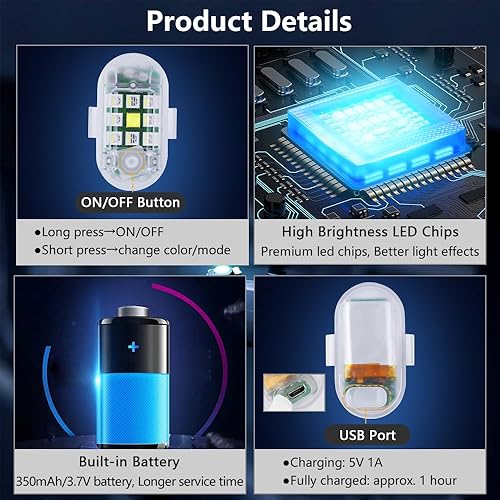 Miniatura 2 de LECART Luces estroboscópicas inalámbricas con control remoto, 7 colores, luces LED alimentadas por batería, luces estroboscópicas de alto brillo