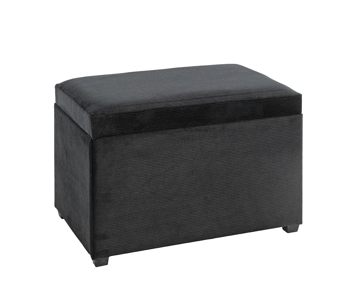 HAKU Sitztruhe schwarz, MDF, Textilgewebe Cord - Maße: B 58 cm x H 42 cm x T 39 cm, Style: Modern