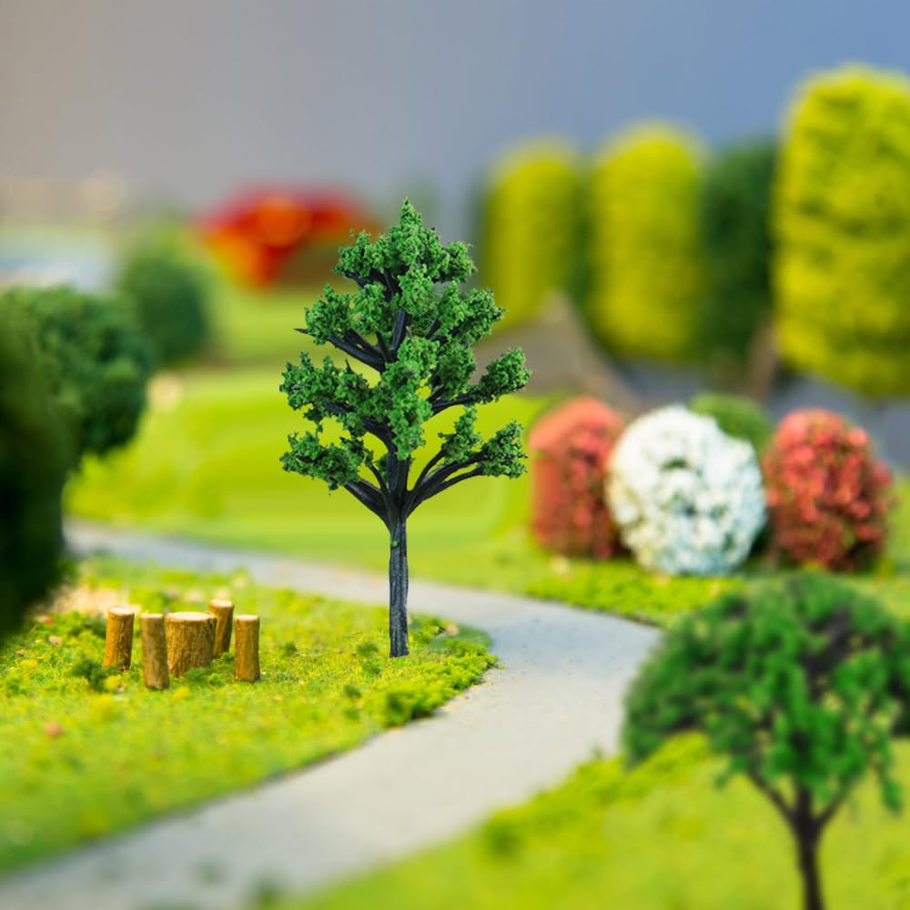 XEERUN 70pcs Mixed Model Trees, Landscape Model Diorama Trees Mixed, Railway Trees Natural Green 1.5-2.4 inch Model Trees Mixed Miniature Landscape Trees for DIY Train Railways Scenery Landscape - Image 4