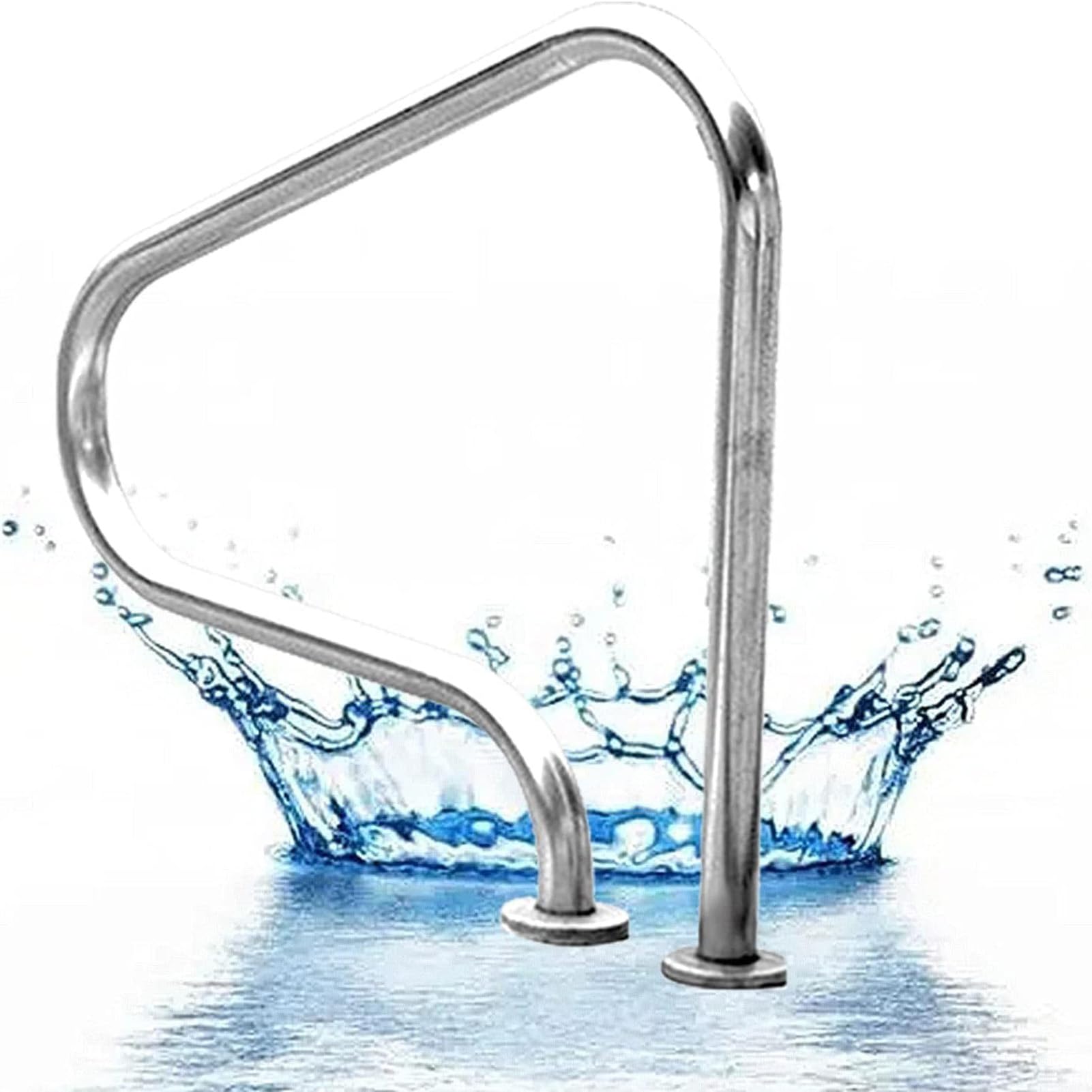 MSHGSKU Pool Handrail,Stainless Steel Pool Hand Rail 2Pcs, Rust-Proof 304 Quick Mount Base Swimming Pool Stair Rail, Heavy-Duty 1.5mm for In-Ground Pools