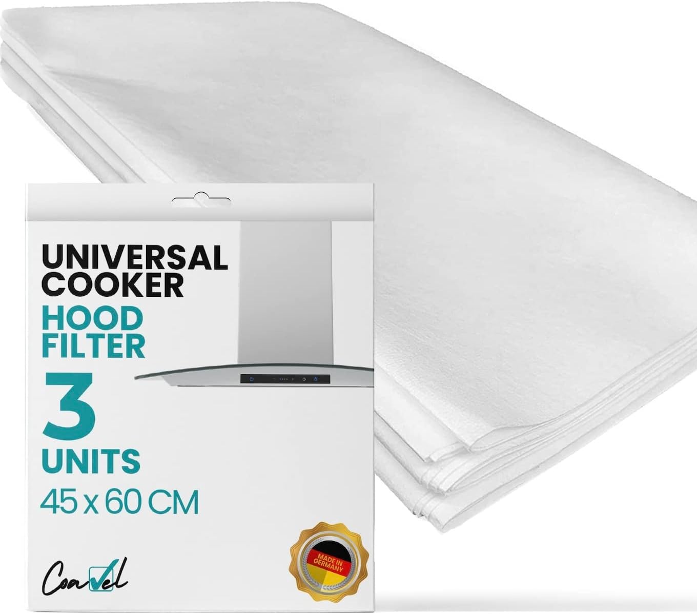 Milan Koche Filtro Universale Per Cappa Cucina - Tagliato A Misura 47x57 Cm, Bianco, Per Grasso E Odori Cappa Cucina Filtro Timer - Foto 2