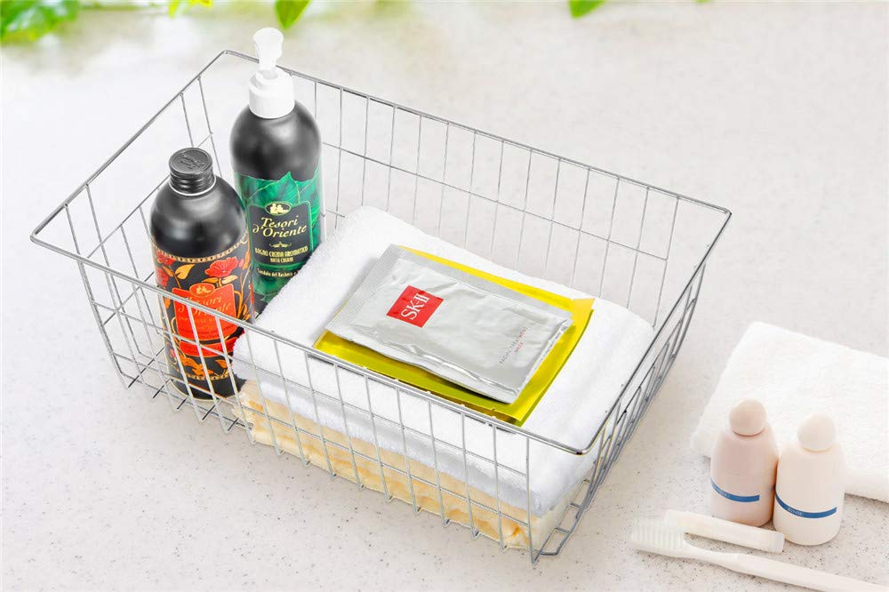 Metalldrahtkörbe mit Griffen Chrom 2 Stück Aufbewahrung Organizer für Küche Bad