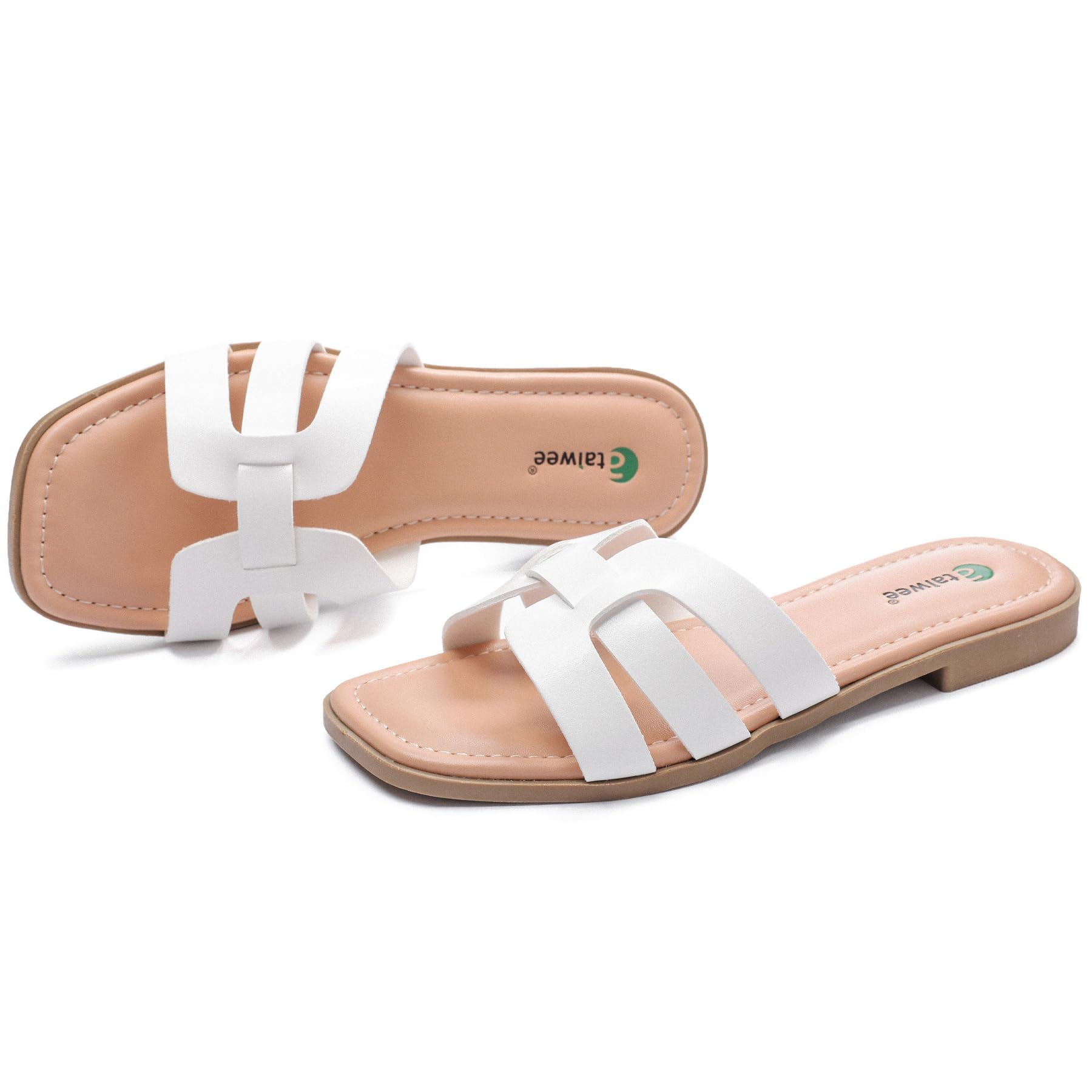 Ataiwee Sandali piatti scorrevoli da donna- Sandali bassi eleganti e comodi, pantofole casual in estate.