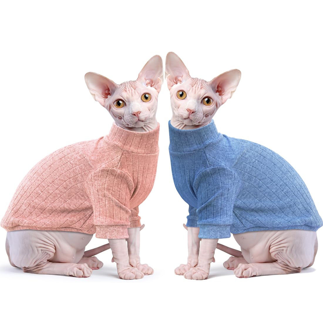 Idepet Sphynx Hairless Cats Sweater Shirt Kitten Soft Puppy Clothes Pullover Cute Cat Pajamas Jumpsuit Cotton Apparel Pet Winter Turtleneck for Cats