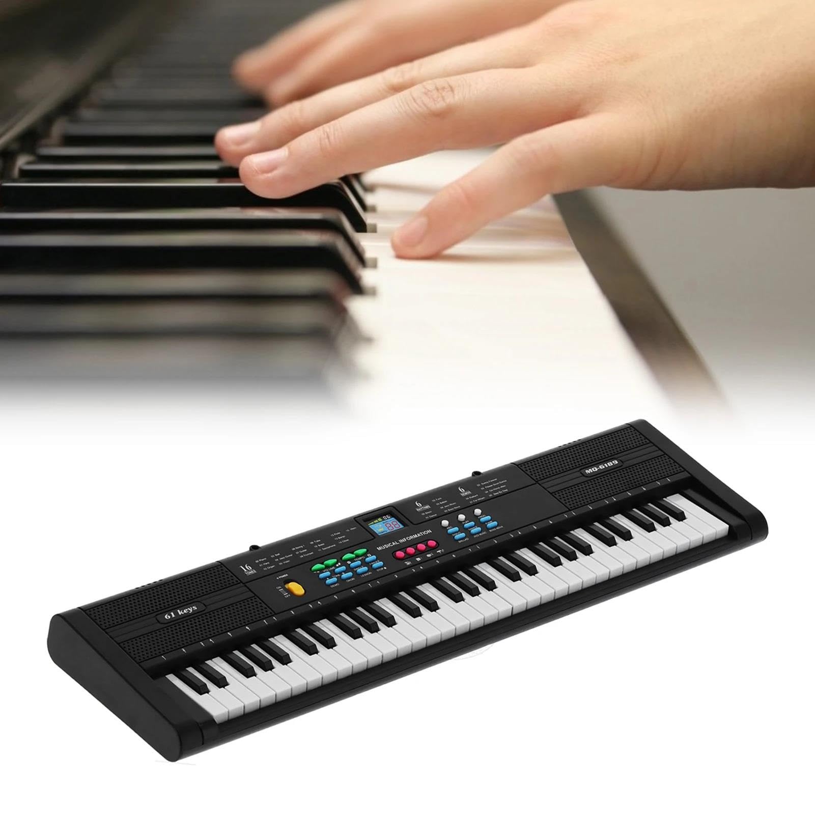 Pianino Elektroniczne 61 Klawiszowe Pianino Elektroniczne Wielofunkcyjne Z Kablem USB I Mikrofonem Instrument Klawiszowy