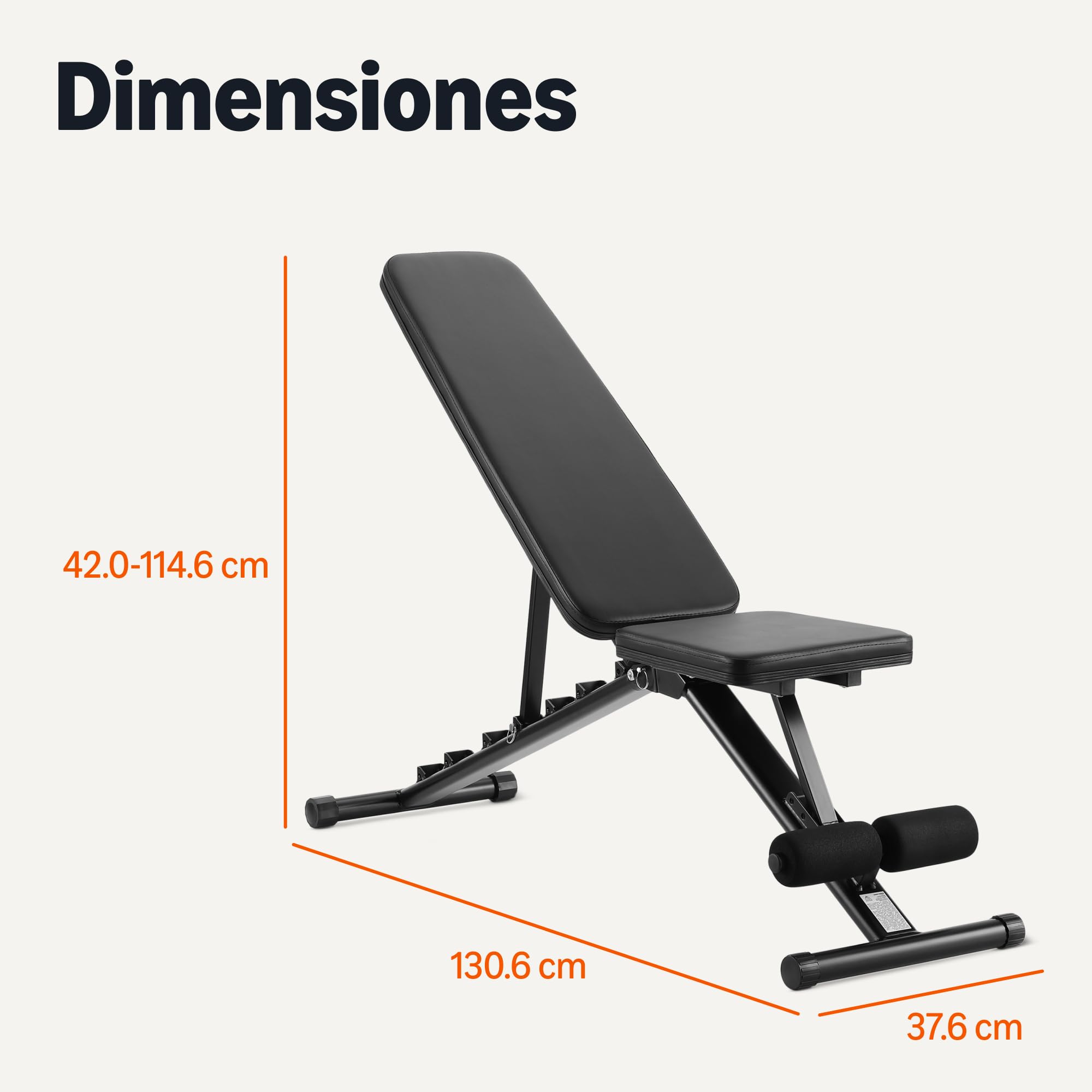 Amazon Basics - Prensa de banco de pesas ajustable para entrenamiento, plegable, para gimnasio en casa, Negro, 135 x 38 x 116 cm