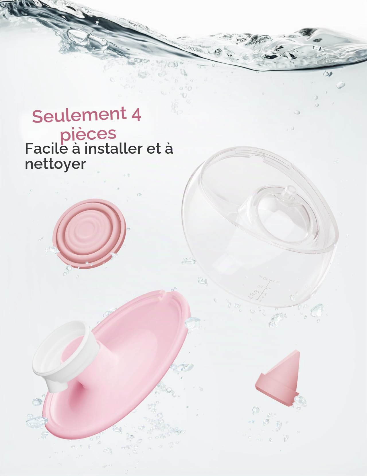 Paruu P20 Tire Lait Electrique Main Libre, Tire-Lait Portable avec 4 Modes et 12 Niveaux, Bride à Double Étanchéité de 19/21/24 mm, Visualisation du Temps et de la Quantité de Lait (1, Rose)
