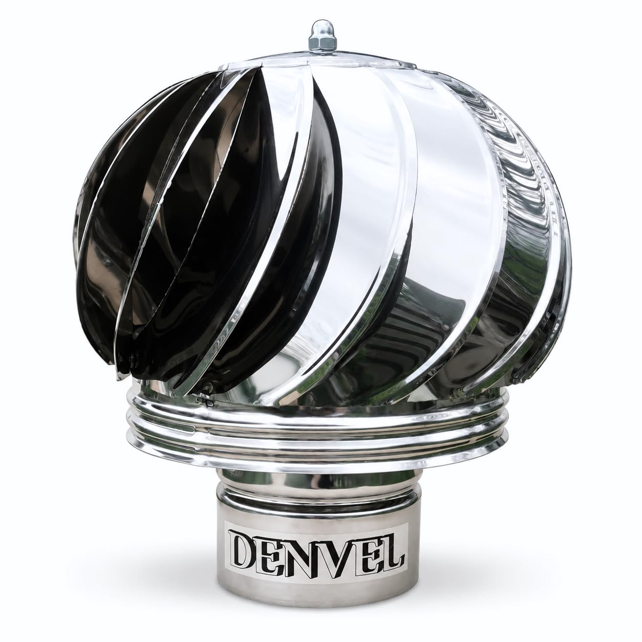 Chimney Spinner Cowl 3.15" / 80 mm - Stainless Steel Rotating Chimney Cap – Smoke Extractor, Wind-Driven Draft Improver for Chimneys & Ventilation Systems – Denvel®
