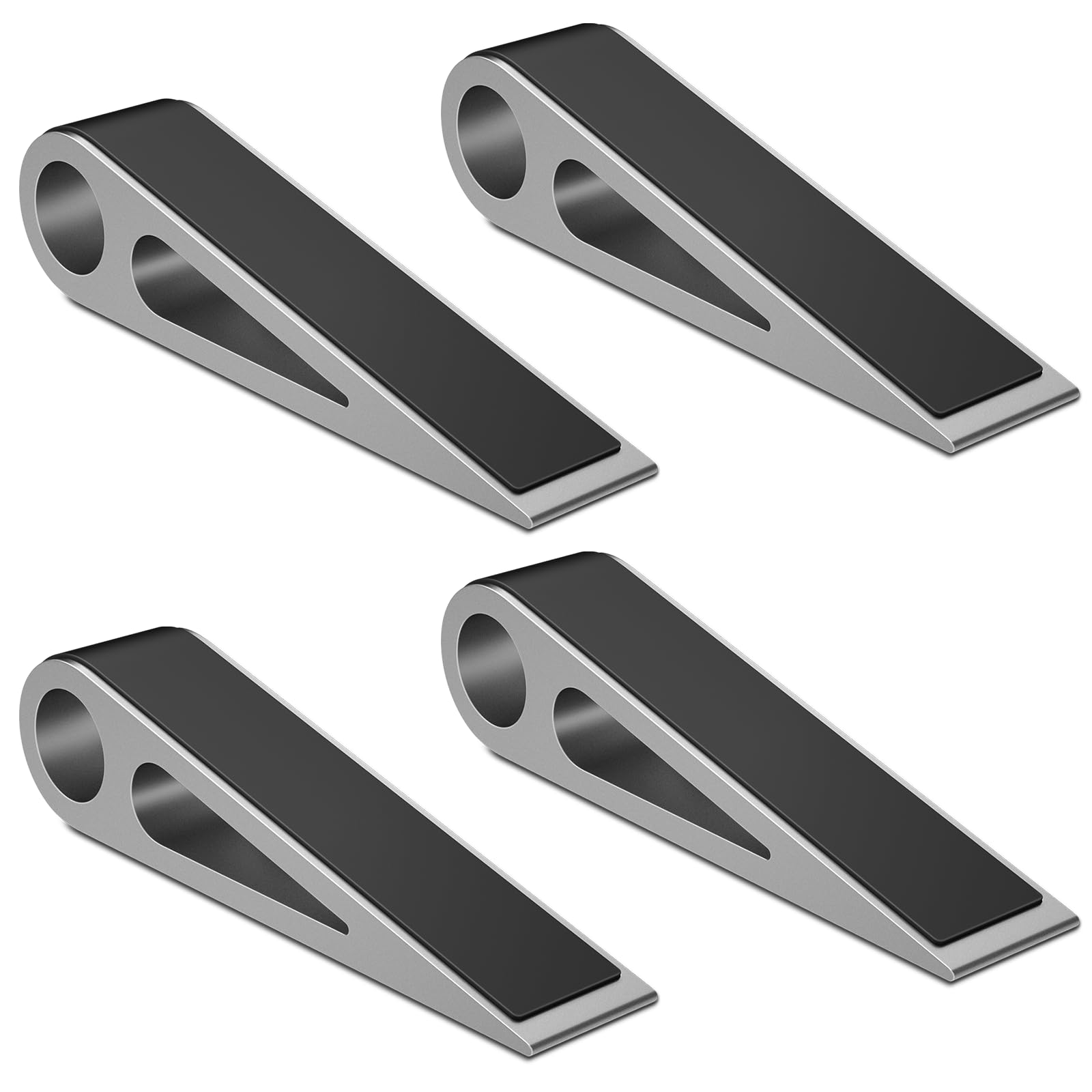 Paquete de 4 topes de puerta para la parte inferior de la puerta, de aluminio y goma, tope de puerta resistente para piso, mantiene las puertas abiertas en el hogar, apartamento, oficina, hotel, color