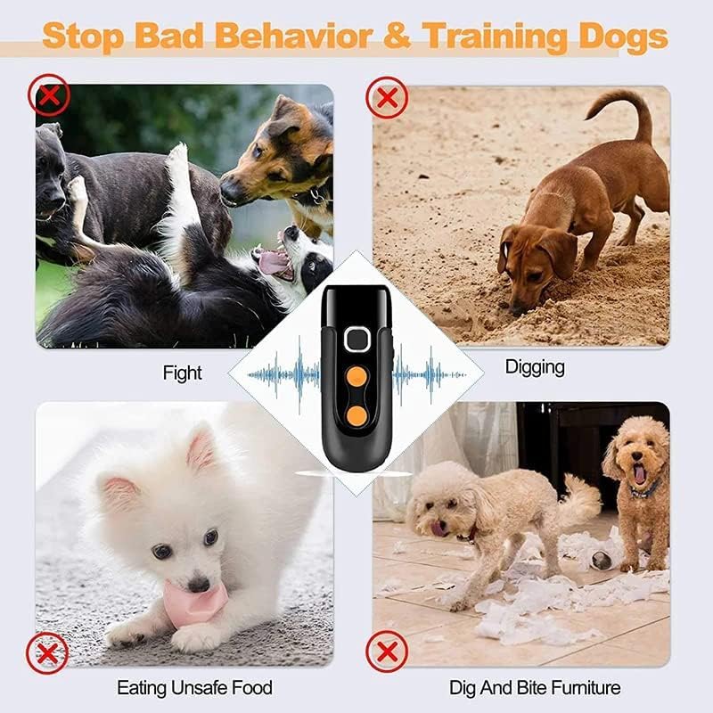 Dispositivo ultrasónico antirladridos para adiestramiento de perros, dispositivo de control de ladridos con linterna LED para gestión del comportamiento