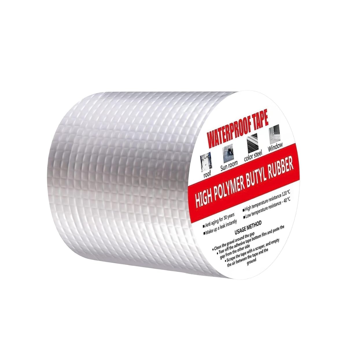 Leakage Repair Waterproof TEP for Pipe Leakag Roof Water Leakag Solution Aluminium Foil Tape Waterproof Adhesive Tape Sealing Butyl Rubber Tape for Leakage (4 INCH X 5 MTR)-image-27