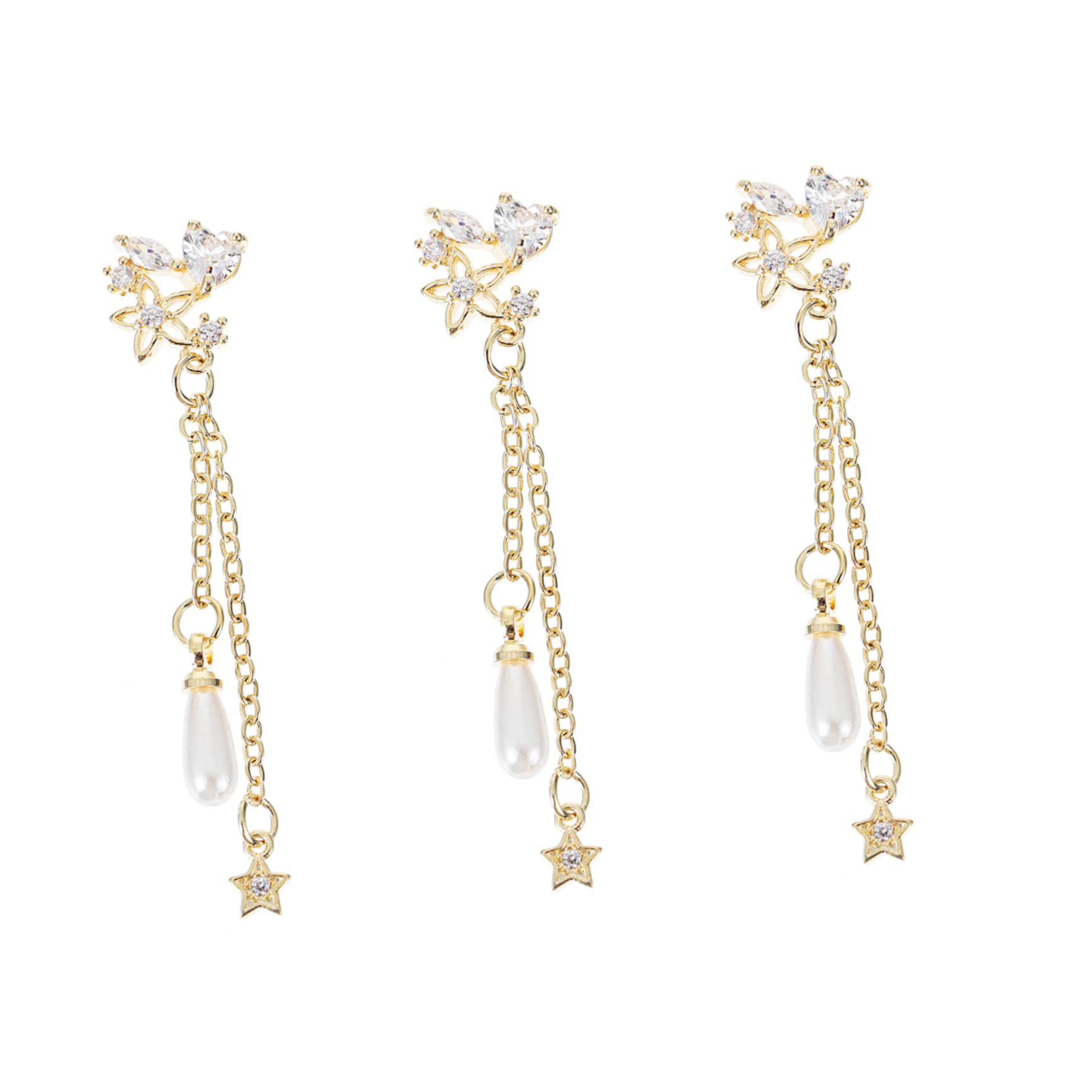 Beatifufu Gold Pearl Nail Charms Bow Nail Charm DIY Manicure Supply Pearl Pendant Set Random Style