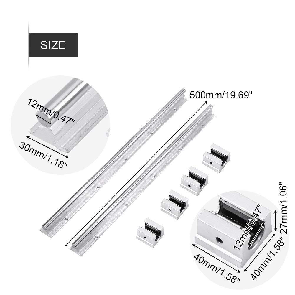 2 szt. SBR12-500 mm 12 mm wałek prowadnicy liniowej łożyska szyny z 4 szt. blokami SBR12UU
