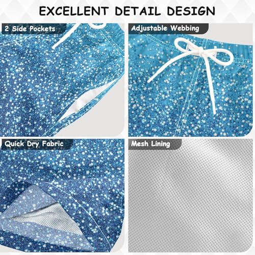 Pigsaly Boys Swim Trunks Sky Blue Gradient Glitter Boys Board Shorts Swimsuit Swimwear Summer Bathing Suit S3