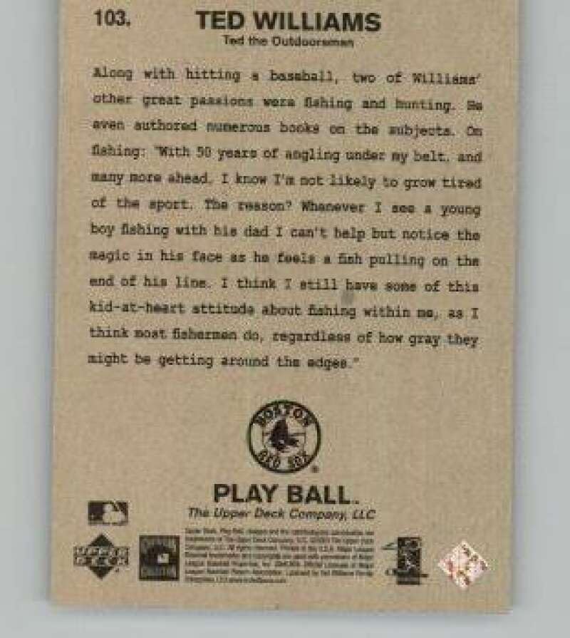 2003-Upper-Deck-Play-Ball-103-Ted-Williams-TRIB-Boston-Red-Sox-SP-Short-Print-MLB-Baseball-Base-Trading-Card