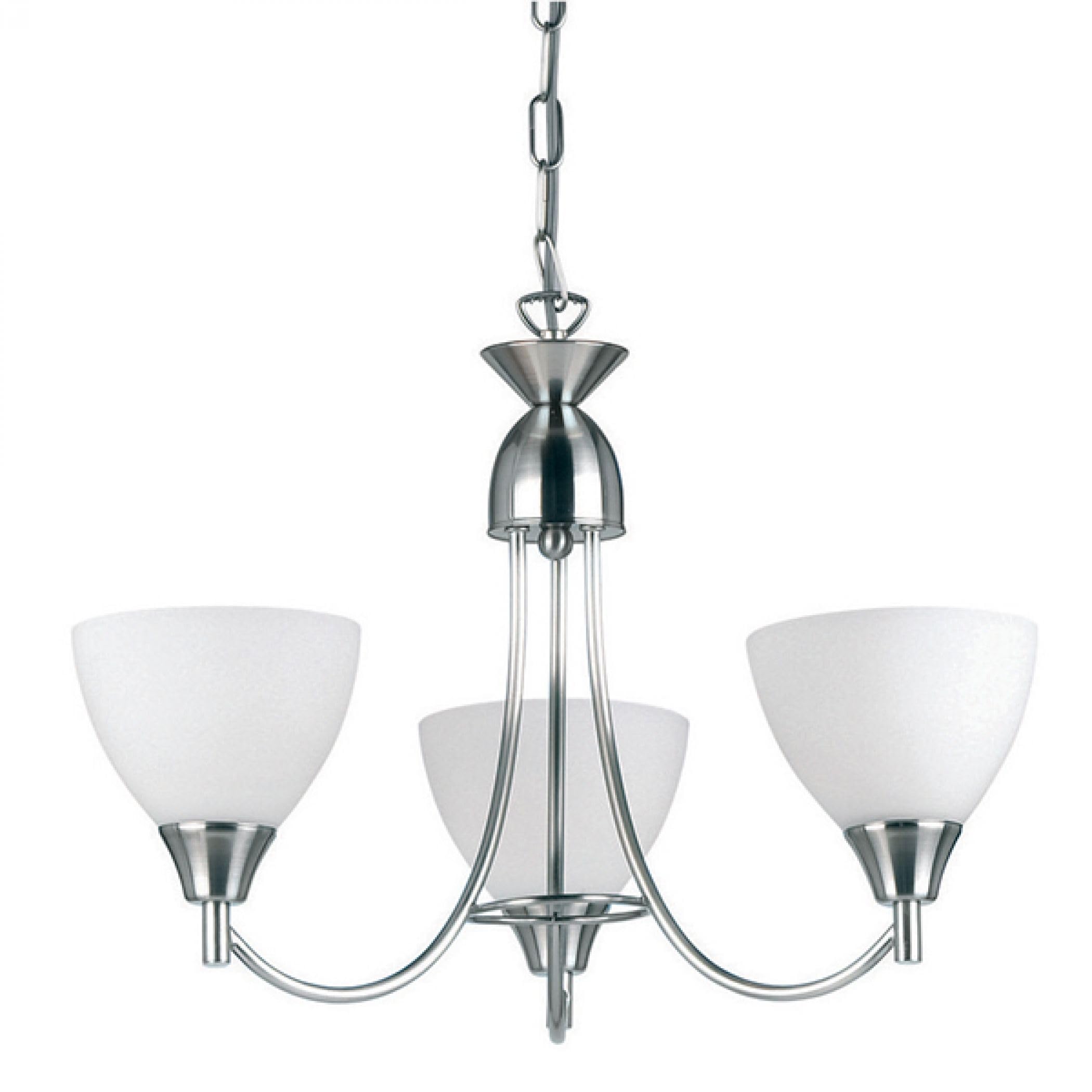 Endon Satin Chrome Alton Classic E14 Dimmable 3 Light Pendant Semi Flush Ceiling Light