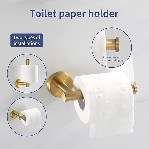 Miniatura 7 de Hinmood Juego de accesorios de baño cepillado dorado, juego de toallas doradas, 10 piezas de acero inoxidable de 16 pulgadas, toallero para baño