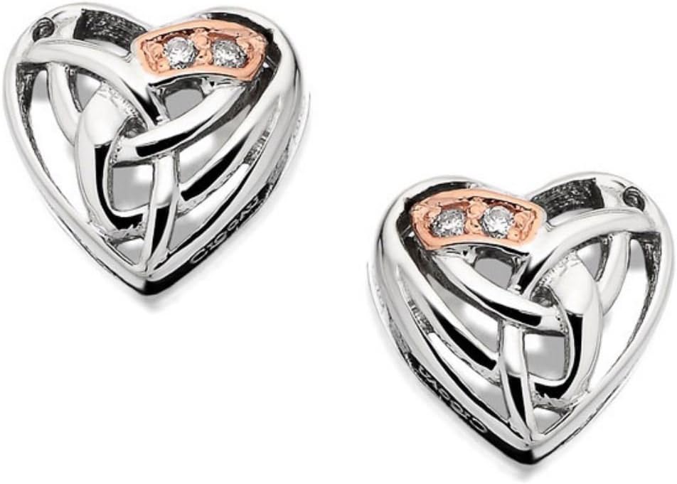 ClogauWomens Jewellery 9Ct Rare Welsh Rose Gold & Silver Diamond Heart Earrings