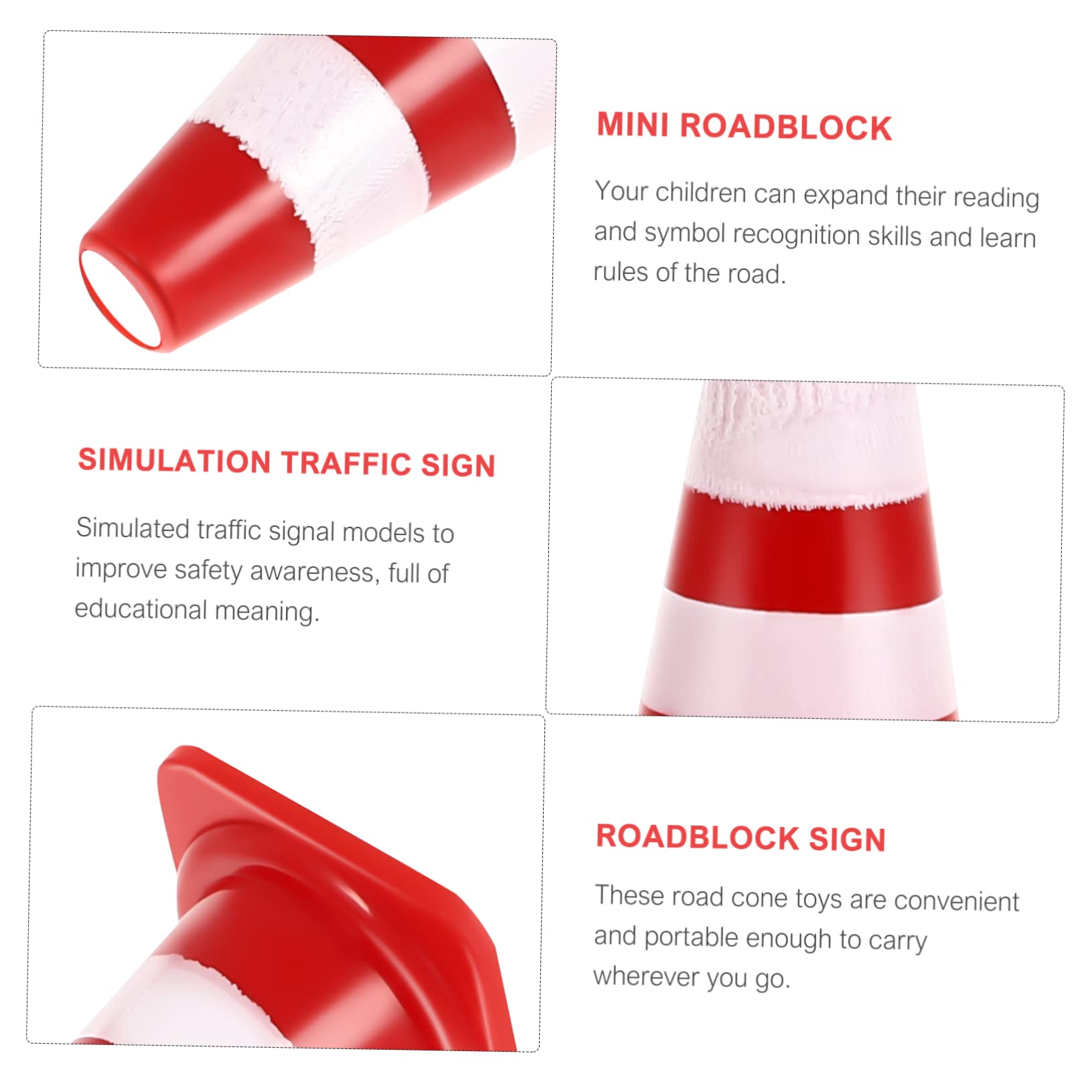 BESPORTBLE 60Pcs Roadblocks Traffic Sign for Lightweight Simulation Cones for Early Transportation Education Learning Props for and Symbol Recognition