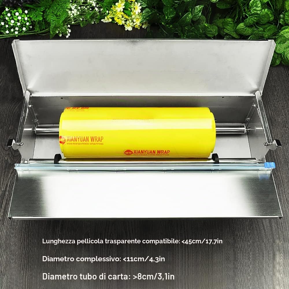 Confezionatrice per Film per Alimenti Freschi 450 mm Con Taglierino, Avvolgitrice Per Pellicola Manuale,Macchina per Tagliare e Sigillare Pellicola per Carne Verdura Frutta