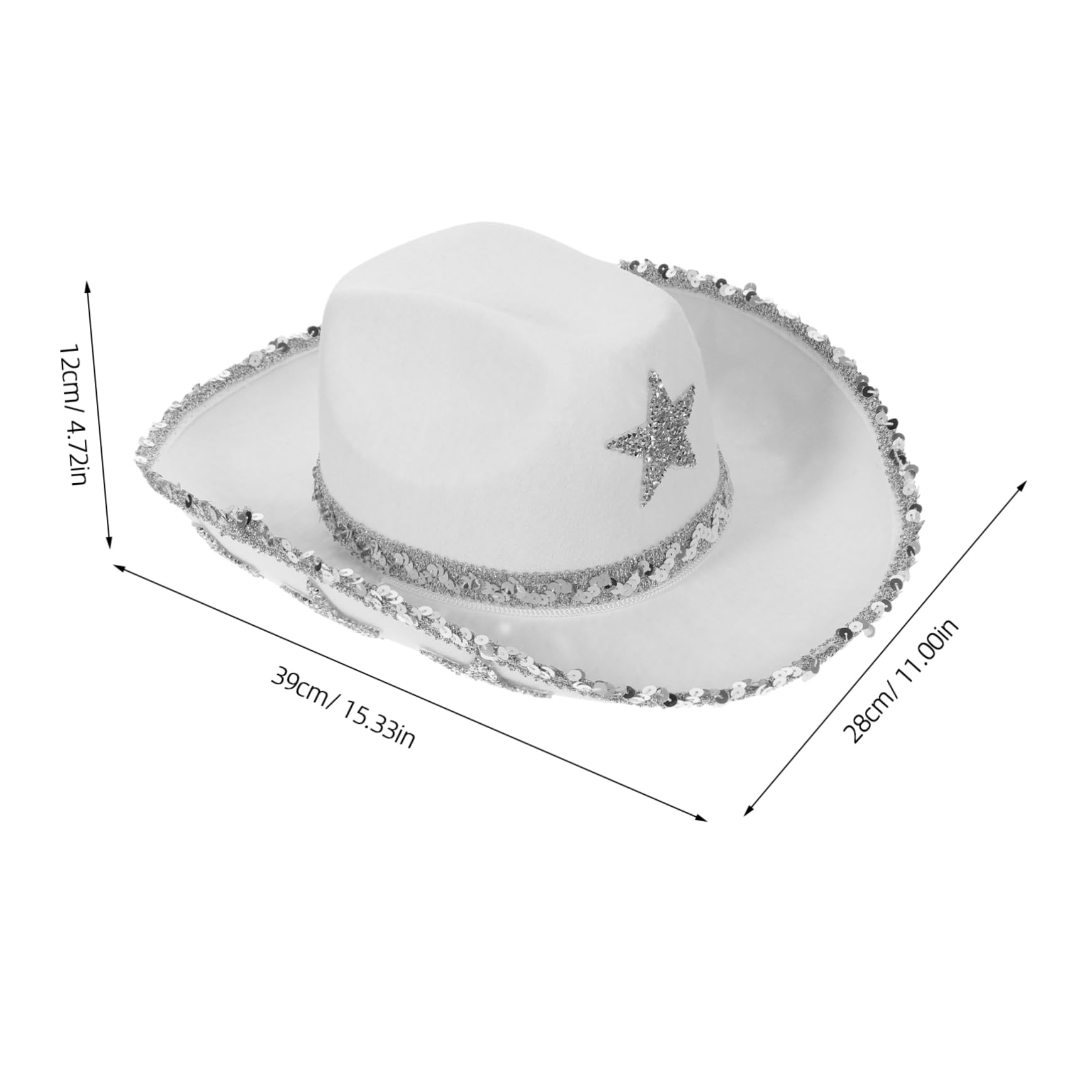 Cabilock Versatile Western Cowboy Hat Men's Women's Adjustable Hat Rope for Parties Cowgirl Style White