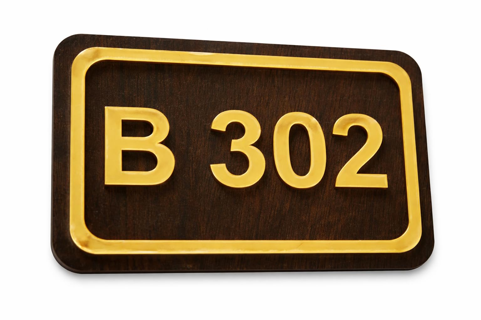 Modern Acrylic Door Number Plate for Home | Wooden Base with Gold Mirror Acrylic | Customized House Number Sign for Flats, Offices & Apartments | Brown & Gold Premium Name Plate (Brown & Gold) — Amazon image 5