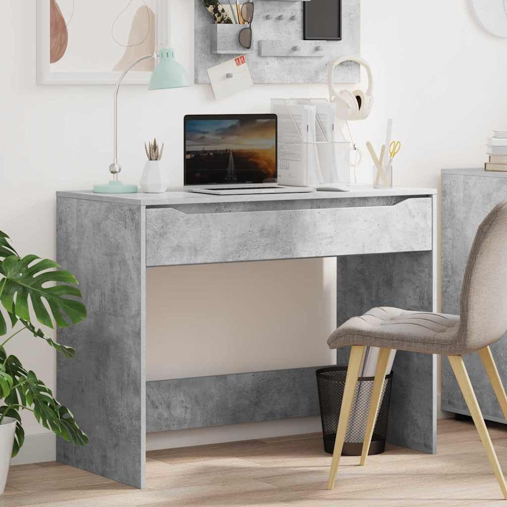 Scrivania in cemento grigio, 100 x 50 x 78 cm, materiale in legno, robusta scrivania per computer per casa, ufficio, design moderno, versatile
