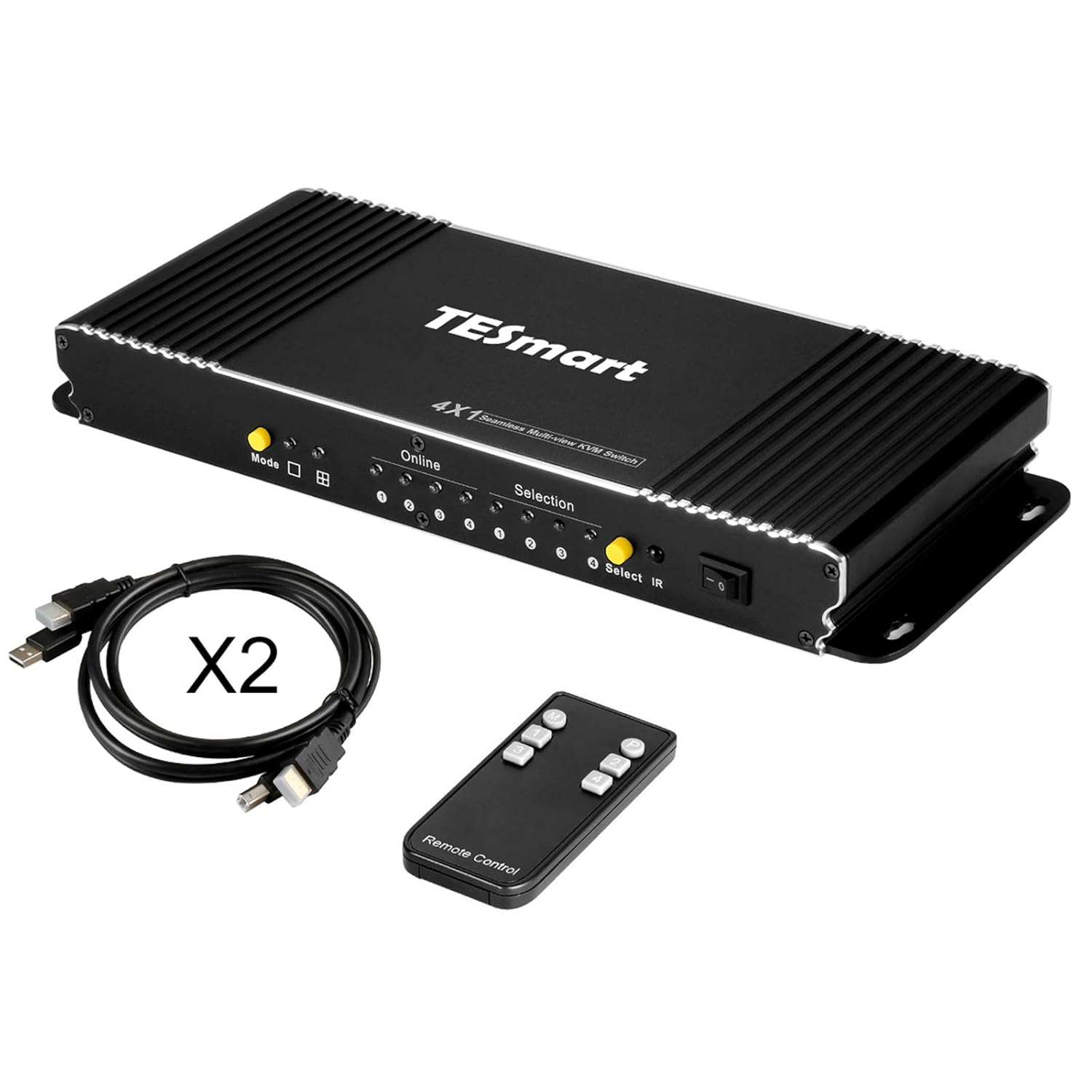 TESmart KVM Switch Screen Splitter HDMI KVM Switch 4X1 Quad Screen MultiViewer Splitter