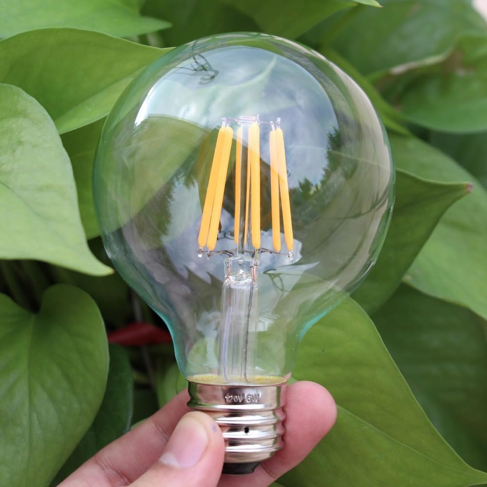 1fortunate lights, Paquete de 10 bombillas de filamento LED AC220V E27 4W/6W G80 luz clara estilo Industrial Retro bombilla regulable for el hogar(4W E27 220V)