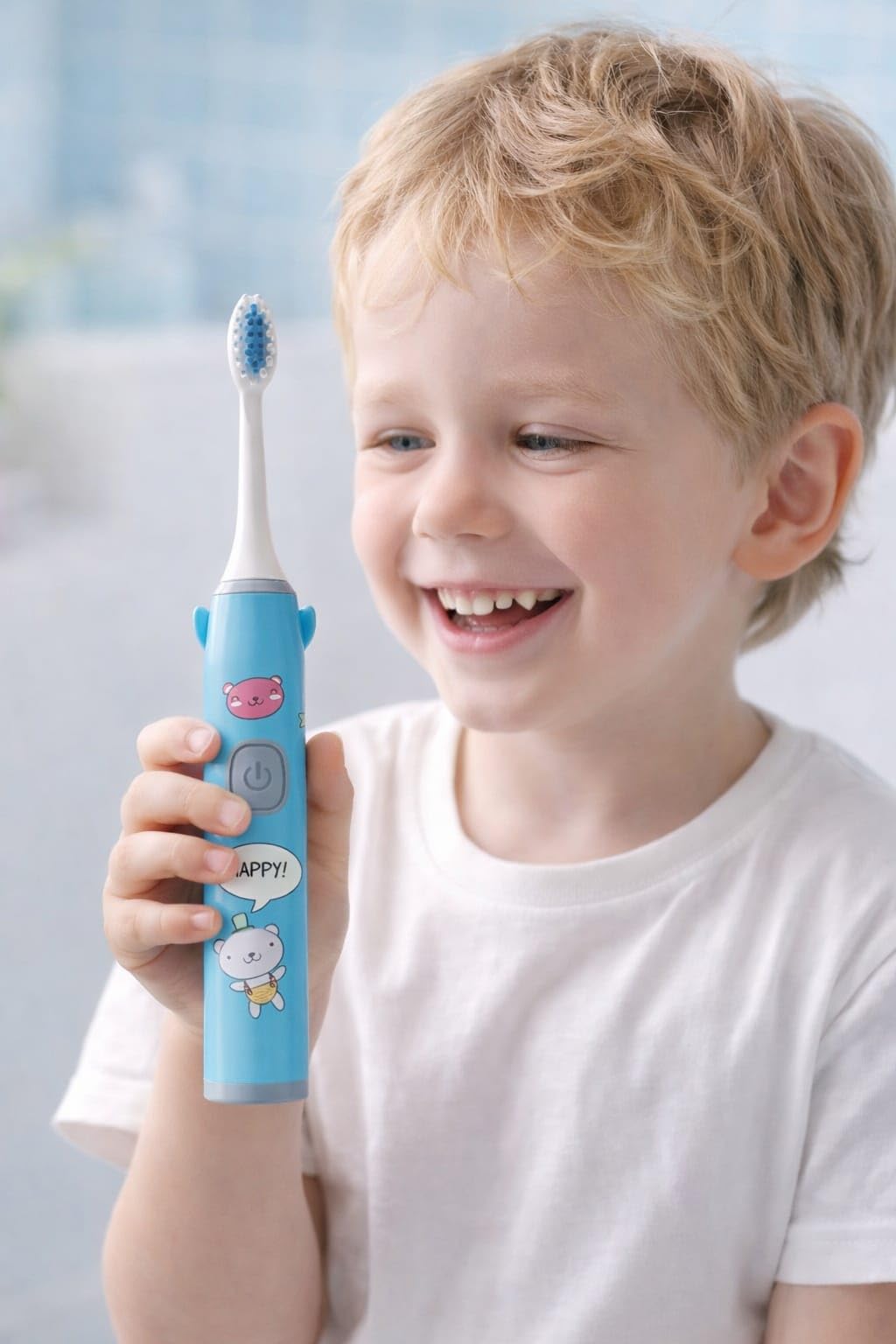 SMILE BABY kids Electric Toothbrush with Cartoon Characters, Soft Bristles Battery Operated Kids Cartoonic Vibrating/Oscillating Toothbrush for cleaning the teeth (blue, 1pec)-image-29