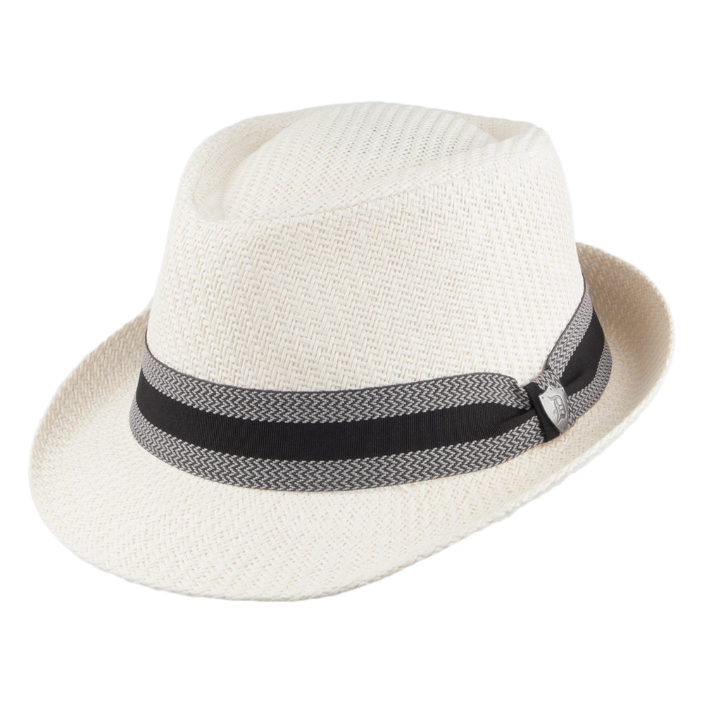 Dorfman Pacific Men's Ivory Hats Matte Toyo Straw Trilby Hat With Striped Band - Large