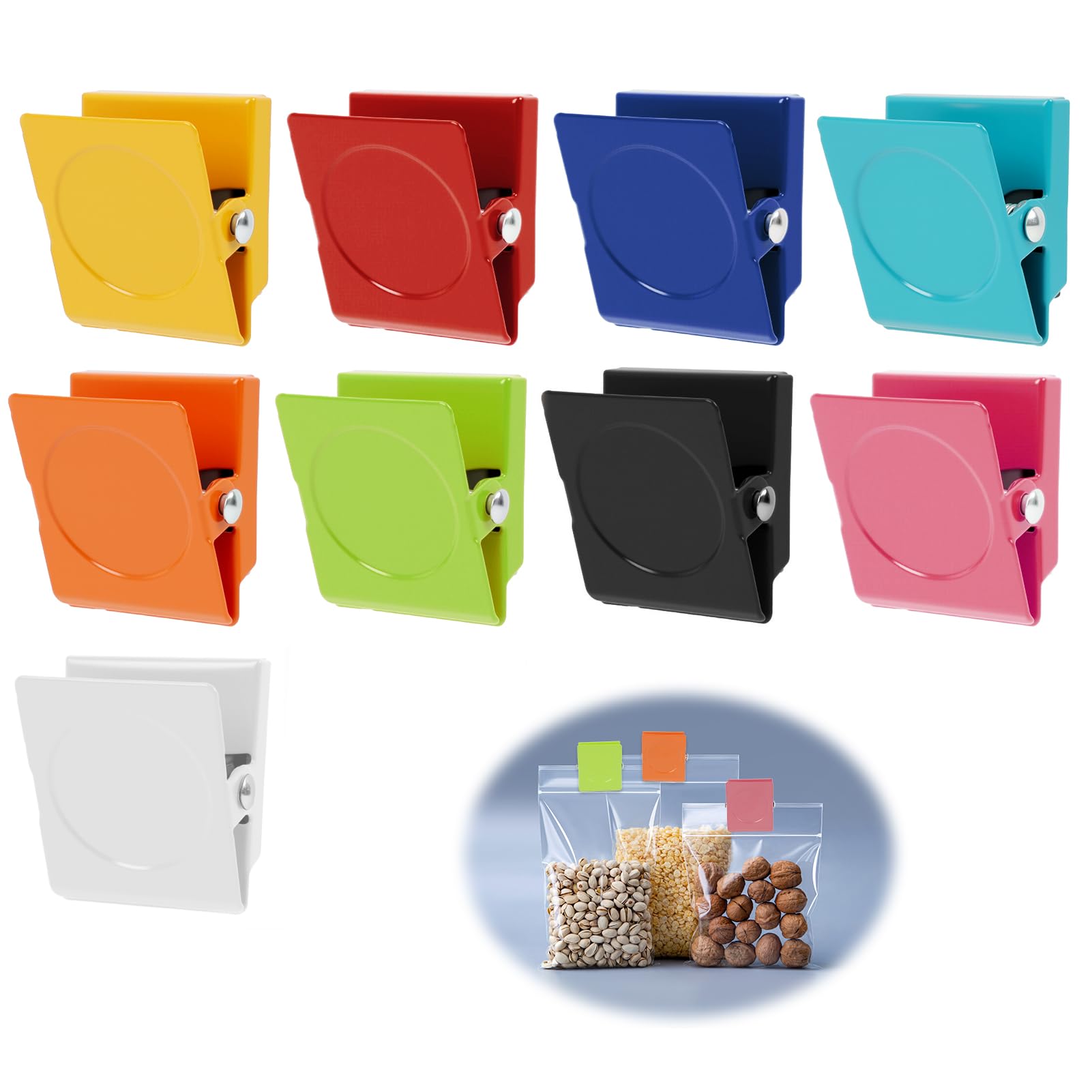 FunWorth Fridge Magnetic Clips, 9 PCS Metal Whiteboard Magnet, Scratch-Free โ image 1